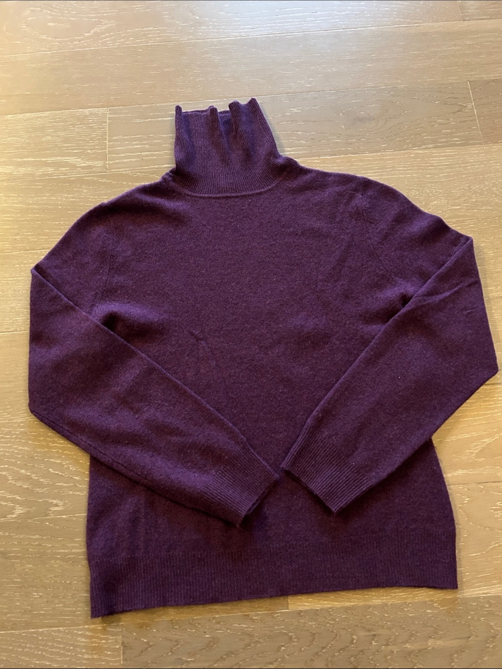 Purple Turtleneck Cashmere-Blend Sweater